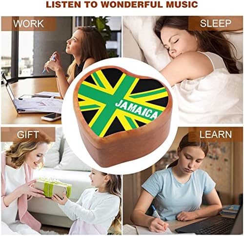 Знамето на кралството Јамајка Јамајка Дрвена музичка кутија срцева форма на музички кутии гроздобер дрво кутија за подарок