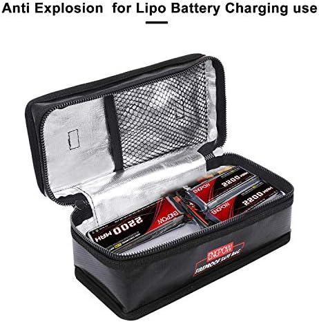 Безбедна торба за батерии на липо, огноотпорен експлозија на експлозија RC Charger Carter Carry Case Double Zipper со преносна рачка за Traxxas