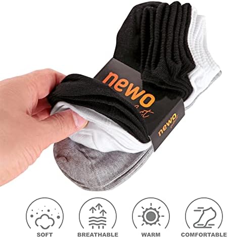 Ново Изберете 12 пара беспрекорни чорапи на глуждот со ниско ниво за мажи, жени со торба за перење мрежи
