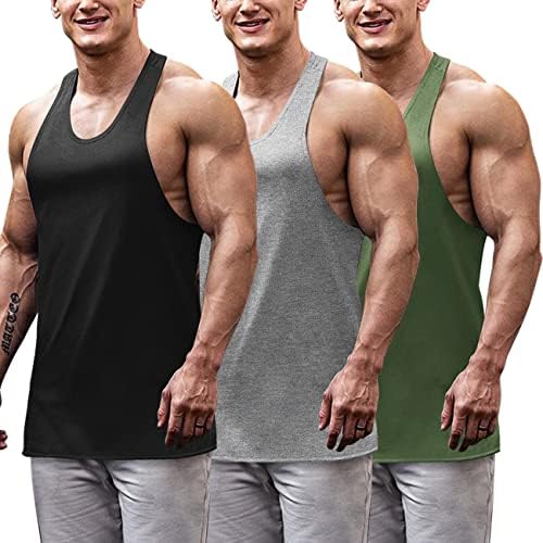 Коофанди мажите со 3 пакувања на резервоарот за вежбање во салата за вежбање кошула Y-назад, без ракави, фитнес за бодибилдинг резервоар