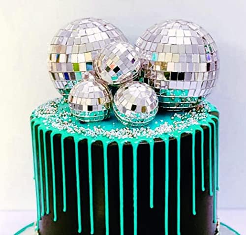 Evenевенис 24 ПЦС Диско -топка торта декорација на диско -декорација на диско -торта Диско топка Топки Сабота навечер Забава за треска,