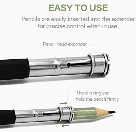 Продолжувачи со молив 6PCS прилагодлив уред за спојување на алатки за продолжување на моливи за училиште, канцеларија, скица, уметност,