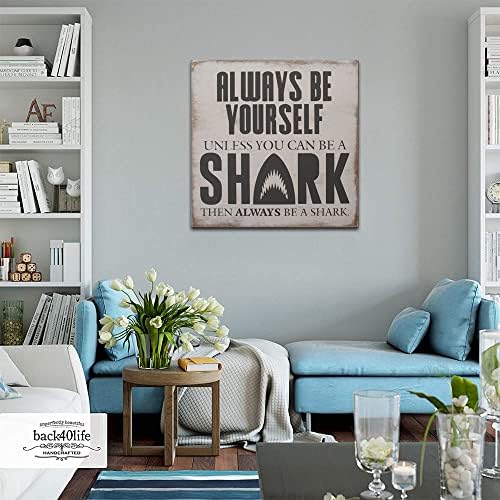 освоени дрвени знаци со изреки, декор од ајкула, знак од дрво од ајкула, момчиња со соба wallидна уметност, декор за момчиња, ајкула