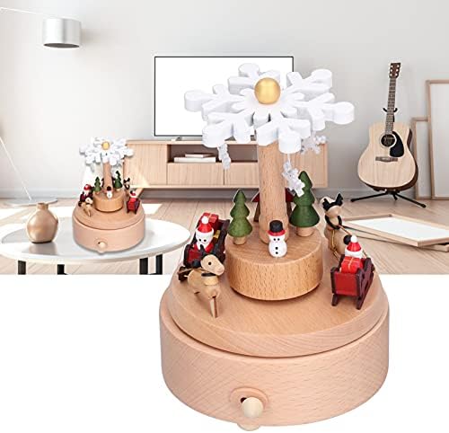 Музичка кутија, снегулка декор музичка кутија со жито текстура свири мелоди Божиќна музичка кутија за преку пријатели и деца роденденски