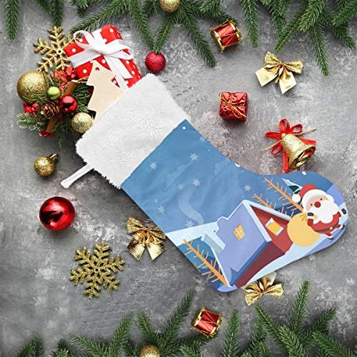 Пимилагу Дедо Мраз во снежната ноќ Божиќни чорапи 1 пакет 17,7 , виси чорапи за Божиќна декорација