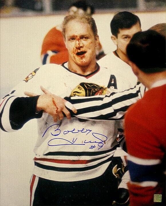 Боби Хал го потпиша Чикаго Блекхакс 16 x 20 Фото - 79100 - Автограмирани фотографии од НХЛ