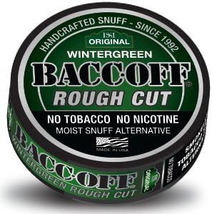 Baccoff, оригинален Wintergreen Rough Cut, Premium Tobacco Free, Nicotine Free Snuff Alternation 1,1 унца