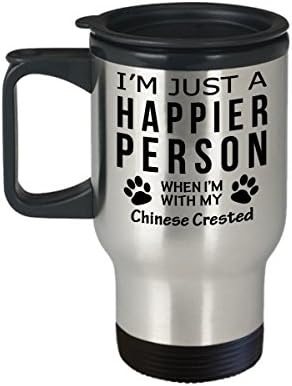Куче Љубовник Патување Кафе Кригла-Посреќна Личност Со Кинески Гребен-Миленичиња Сопственик Спасување Подароци