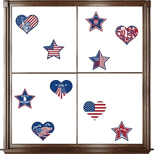 ФАФАН Постави Фотографии Знаме На Денот На Американската Независност Налепница За Декорација На Стаклени Прозорци Самолепливо Знаме Ѕвезда