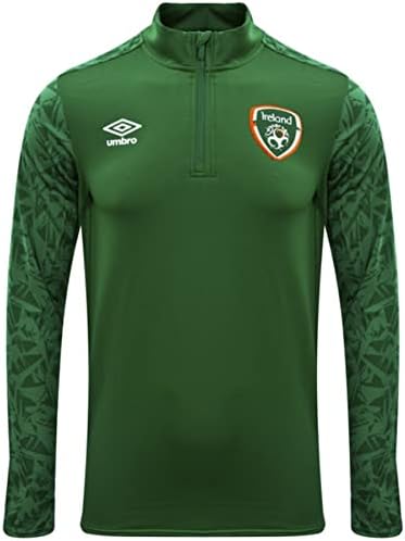 Umbro Men's Mean 2020 Ирска долг ракав 1/4 Zip Pullover Top, Pine Green