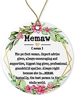 Wolfedesignpdd Memaw именка украс - Божиќен украс за Memaw - украс за Денот на мајката - Подароци од Мева - Дефиниција на Мевав - Зачувување