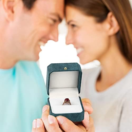 Прекрасна античка кадифена накит прстен кутија за свадбена церемонија на свадбени церемонија за носач кутија невестинска фото -снимка единечни слотови октагон ку