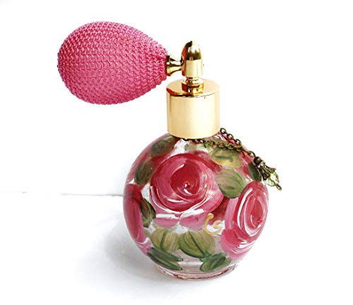 Атомизатор со шише со шишиња со гроздобер стил со обоени розови рози и пенливи кристални rhinestones