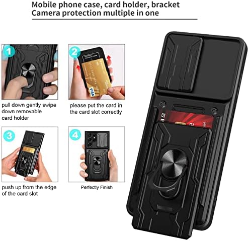 Koarwvc Телефон Случај За Galaxy S23 Случај, Samsung S23 SM-S911U Случај Со Заштитник На Екранот, Слајд Капакот На Камерата &засилувач; Картичка Носителот Прстен Магнетни Kickstand Воени