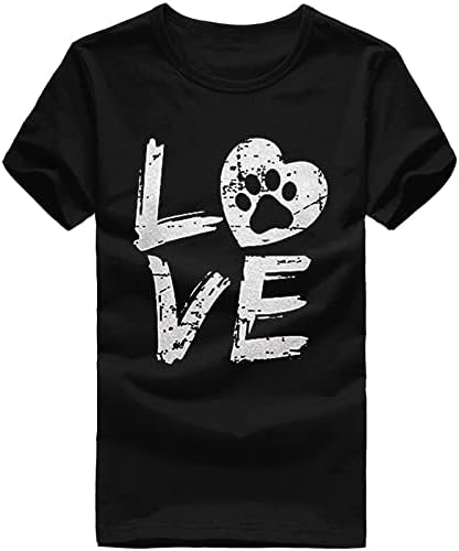 Денот на в Valentубените кошула за жени Loveубов срце мачка шепа Графички фустани, обични блузи со кратки ракави маици маици
