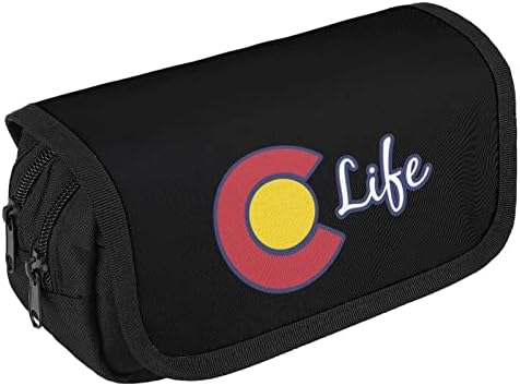 Co Life Life Colorado Flag Flag Mencil Case Double поштенски пенкало торба со голем капацитет држач за канцелариски материјал за