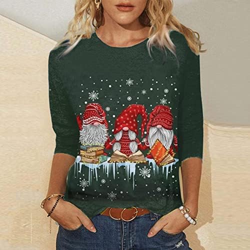 Женски долги ракави врвови Божиќ плус големина кошула со долги ракави радост маица маица врвови на Божиќни маички блузи
