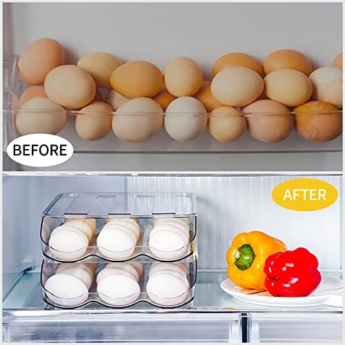 Длифур држач за јајца за фрижидер автоматски тркалајќи сад за складирање на јајца за фрижидер 36 за складирање на јајца за