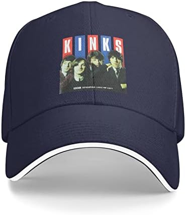 Единствено печатење со логото на логото на Kinks, прилагодлива за бејзбол капа, кул мажи и жени црно