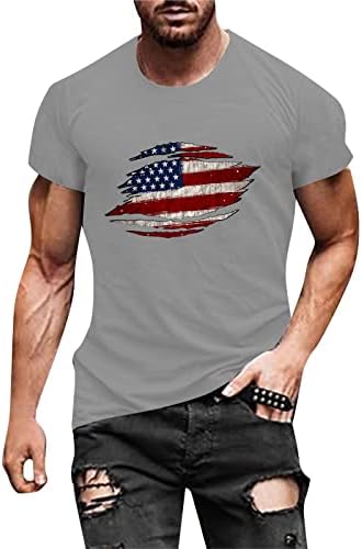 XXBR 4-ти јули маички за кратки ракави за мажи, ретро американско знаме маичка лето атлетски мускули тенок фит-врвови на врвови
