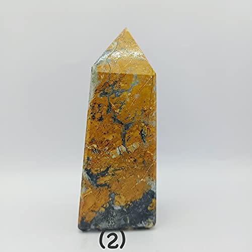 Reiki Crystal Product Malingano Jasper Point повеќебојно заздравување и кристал | Објас | Наполнет 3,4 x 1,3 инч)