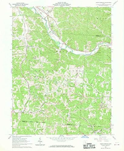 Печка „Yellowmaps Union Pufter“ OH Topo Map, 1: 24000 скала, 7,5 x 7,5 минути, историски, 1961 година, ажурирана 1970, 27 x 22,1 во