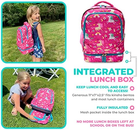 Пакет На Еднорог Бенто Ручек Кутија За Девојки Мали Деца, 5 Дел + Еднорог Ранец Со Ручек Кутија За Девојки
