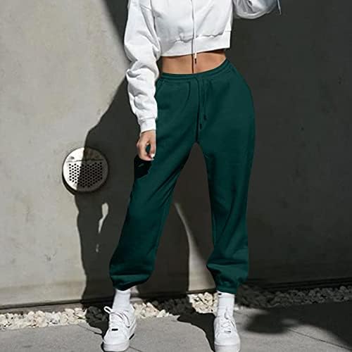 Женски високи половини со џемпери со џемпери лабави топло руно наредени патеки за панталони за атлетска атлетска атлетска облека