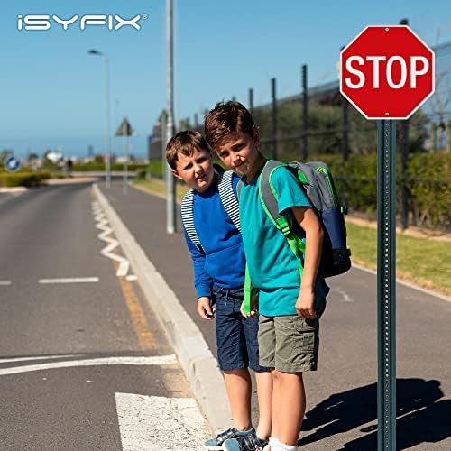 Исификс Стоп -знак Рефлективен алуминиум - 12 x 12 инчи, 1 пакет - уличен сообраќај, бавно предупредување, ламинирано, УВ, временски услови, гребење и избледени отпорни н