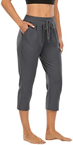 Thanthенски женски капри јога панталони лабава удобна дневна пижама тренингот Атлетик Каприс Jerseyерси џогери панталони со џебови