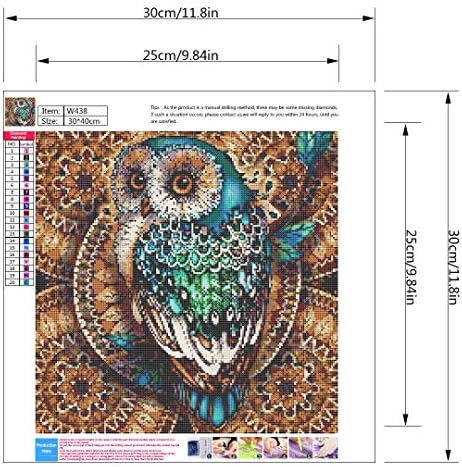 Дијамантски комплети за сликање за возрасни деца, 5D DIY Owl Diamond Art Acperies со тркалезна целосна вежба за декор на домашен wallид