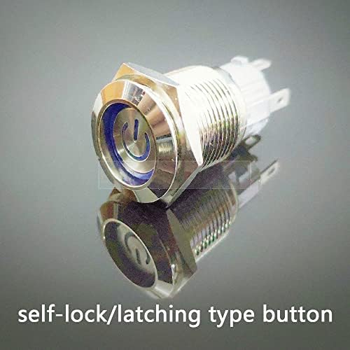 19мм метално копче за притискање на копчето Моментно водоотпорен прекинувач LED светлосен симбол рамна глава сина зелена жолта бела прекинувач