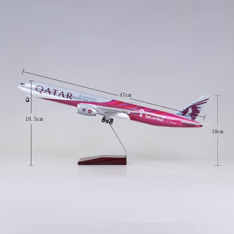 Реелак борец за легура на легура за: 47 см 1: 157 Скала модел 2022 Катар ервејс 777 Патнички авион со смола со смола со смола со умирање метални