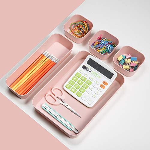 Комплет За Снабдување Со Заднина Од 12 Розови Организатори На Пластични Фиоки Во Боја За Шминка Бања Канцеларија Кујна Суета Кутија За Складирање