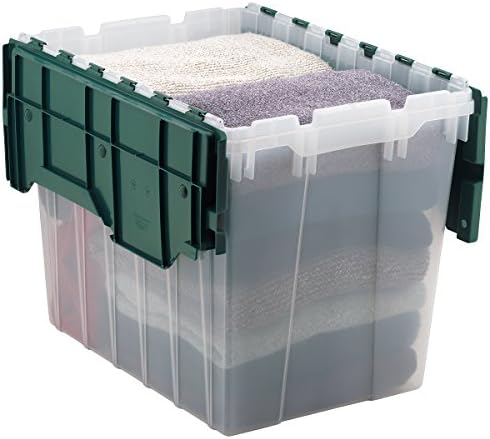 Акро-Милс 66497 18 Галон Пластични Складирање Складирање Кутија Тоте Контејнер Со Шарки Прикачен Капак, 21-Инчен L x 15-Инчен W x