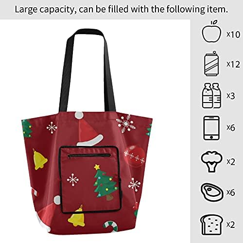 Симпатична Божиќна преклопна торба за рамо торбичка за еднократна употреба на намирници за намирници, торба за торбичка за торбичка