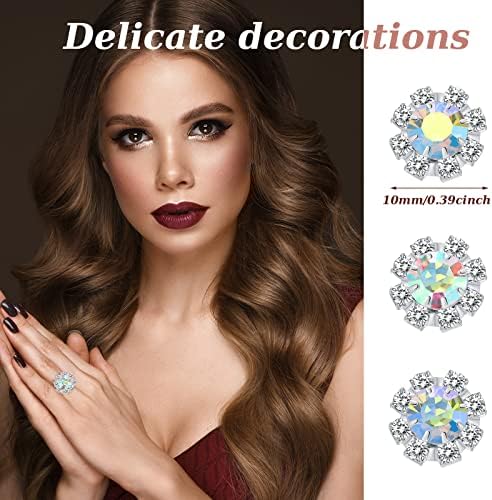 100 пакувања 10 мм ринестони украси Flatback цветно кристално копче додатоци за копчиња за рипони за занаетчиски занаетчиски занаети за накит за свадбени додатоци за нев
