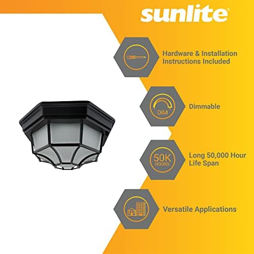 Sunlite 87787 12 ”LED светло на отворено таванот, октагон Flush Mountture, прилагодлива 3 CCT 3000K-5000K, 17 вати, 800 лумени,