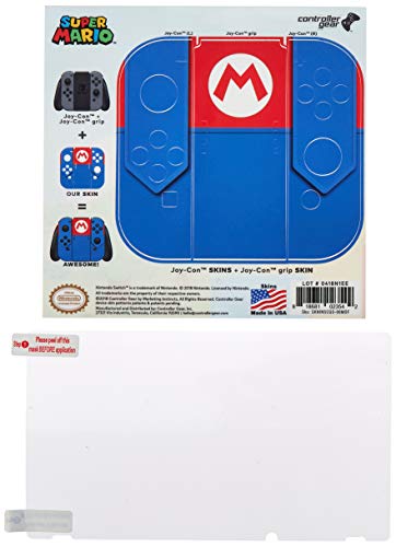 Контролер опрема официјално лиценциран сет за заштитник на кожата и екранот за радост - Супер Марио - Облека на Марио - Nintendo Switch