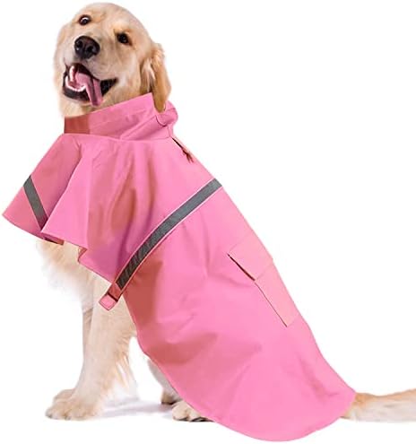 Оксозо куче мантил, водоотпорен кучиња од домашна јакна со качулка, кучиња од дожд од дожд со рефлексивен дизајн на ленти за мали средни и големи