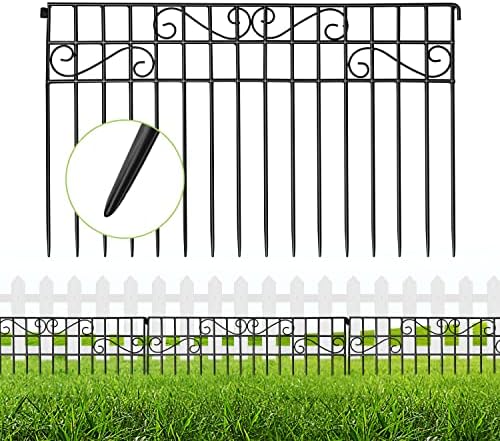 Doozx животинска бариера ограда 10 пакет без копање мечување 12in x 16.3ft, Rustproof метална жица панел Декоративна градина ограда за кучиња