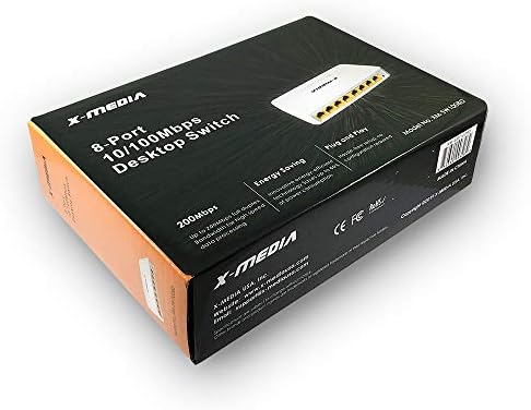 X-Media XM-SW1008D 8-порта 10/100Mbps Брз Ethernet не управуван десктоп прекинувач, приклучок и репродукција