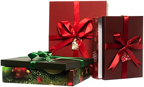 Божиќни Кутии За Подароци За гнездење Правоаголник 3 Пакет Кардинален Украс И Дизајн На Снегулка Божиќна Наредена Кутија За Облека Со Капаци