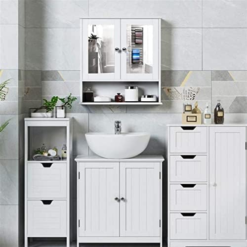 Флојинм дво-врата бања суета кабинет за миење басен, мултифункционална полица за складирање, кујна кујна додатоци за бања