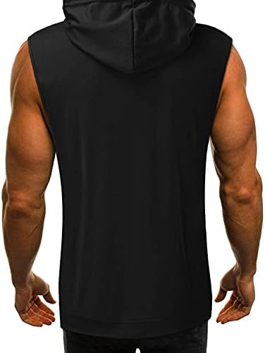 ХДДК машка резервоар со качулка врвови летни влечни бодибилдинг маици без ракави, тенок вклопат атлетски мускули за вежбање салата