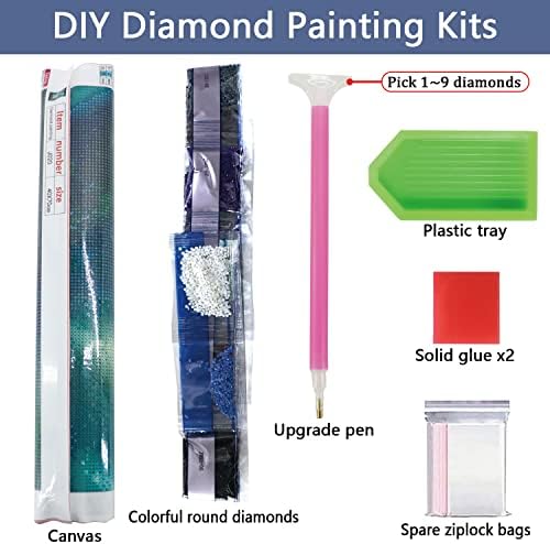 Rousp DIY 5D Дијамантски комплети за сликање за возрасни дијамантска уметност 15,7 x19,7 месечно езеро дрво планинско небо дијамантско