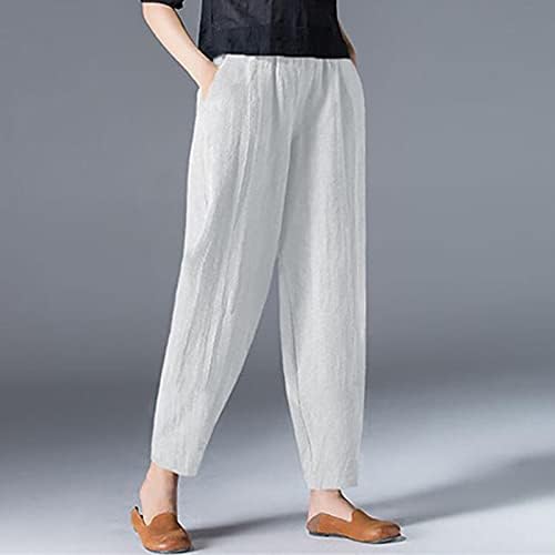 Капри панталони за жени, еластичен харем со висок половината Широк нога Палацо Јога Каприс удобни модни панталони со џебови со џебови
