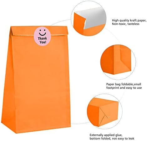 Youeoute 40 пакувања хартија за хартија третираат торби, шарени торби за подароци на Крафт со 40 налепници за забава за забава, деца, добри