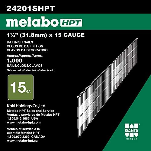 Метабо hpt Аголен финиш нокти | 1-3/4 инчи x 15 мерач | Галванизиран | 1000 брои | 24203SHPT