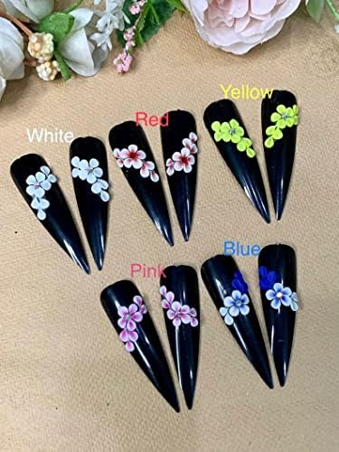 4 парчиња бели цвеќиња за нокти / 3Д акрилен шарм на нокти